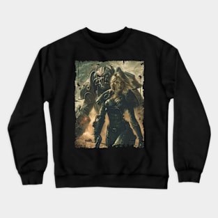 Woman and Beast in Power Armor Fallout Poster Crewneck Sweatshirt